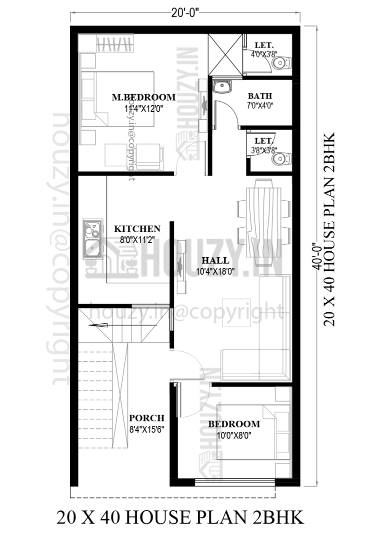20 x 40 house plans east facing with vastu | 20 40 house plan | HOUZY.IN