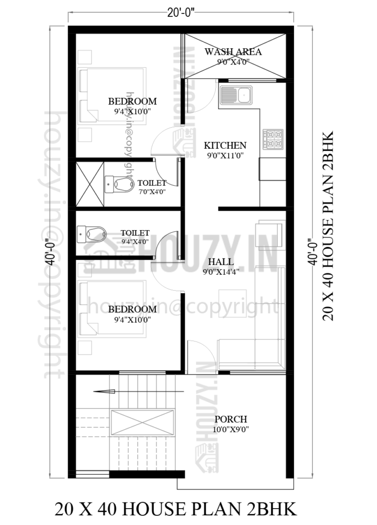 west facing house vastu plan 20 x 40 | HOUZY.IN