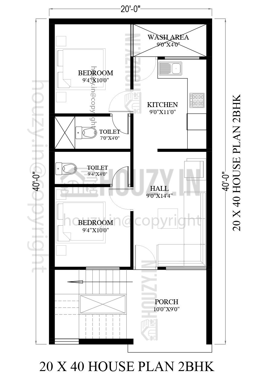20x40 house plans west facing