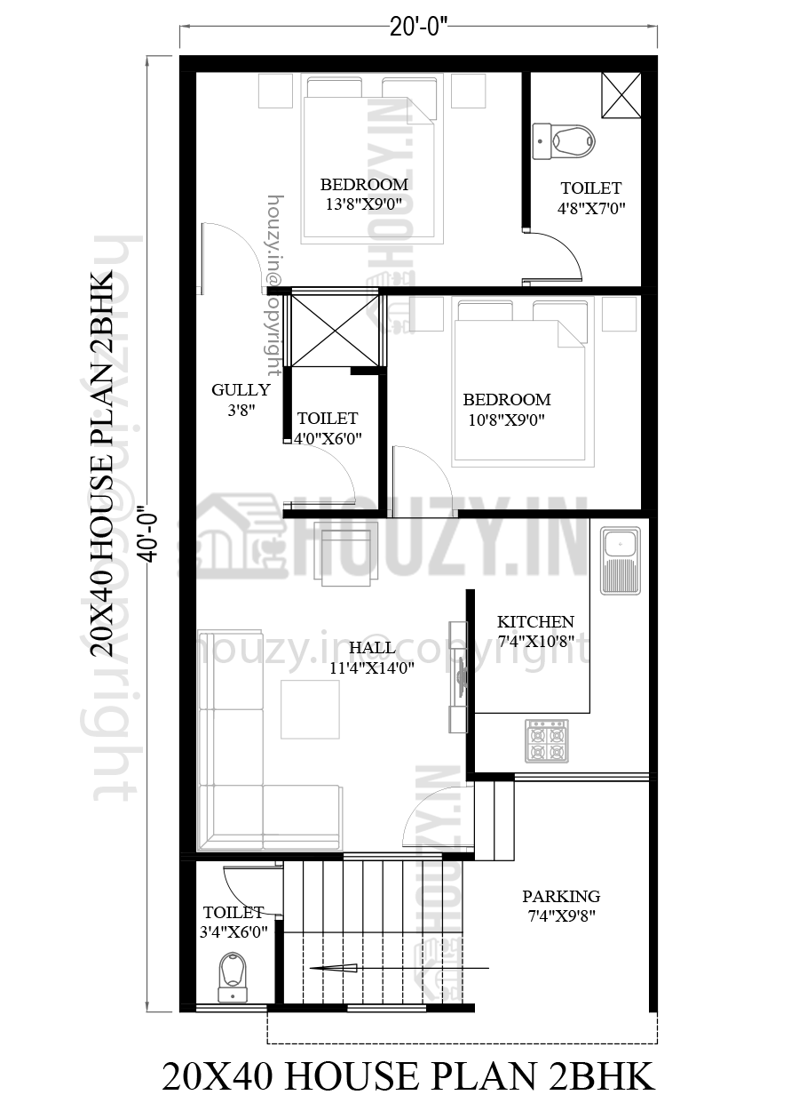 south facing house floor plans 20x40