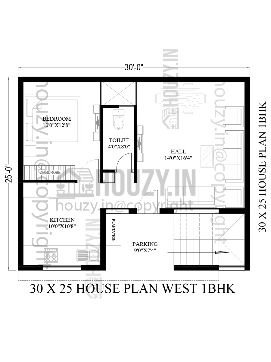 30*25 house plans west facing