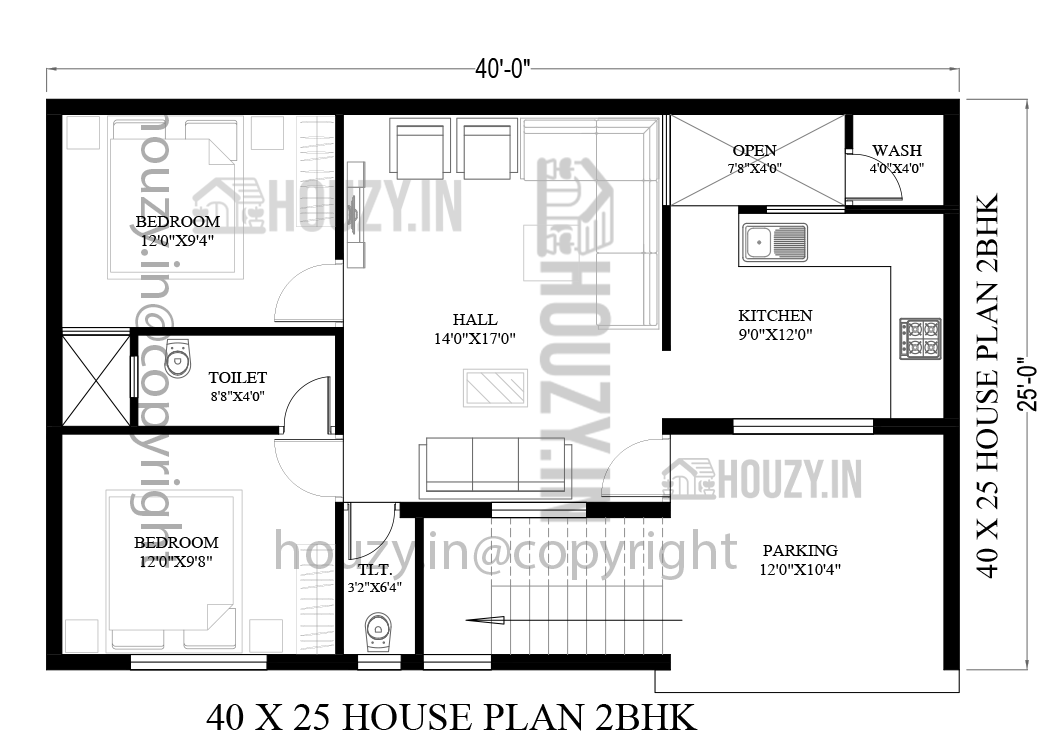 40x25 duplex house plan