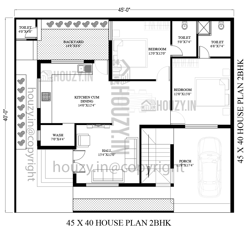 45x40 house plan