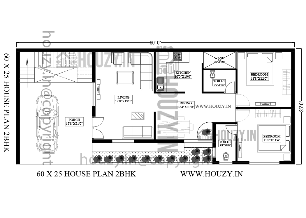 60 x 25 house plan