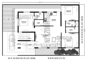 60x40 house plan | Best 3BHK | 2400 Sq Ft house plan | 60*40 plan