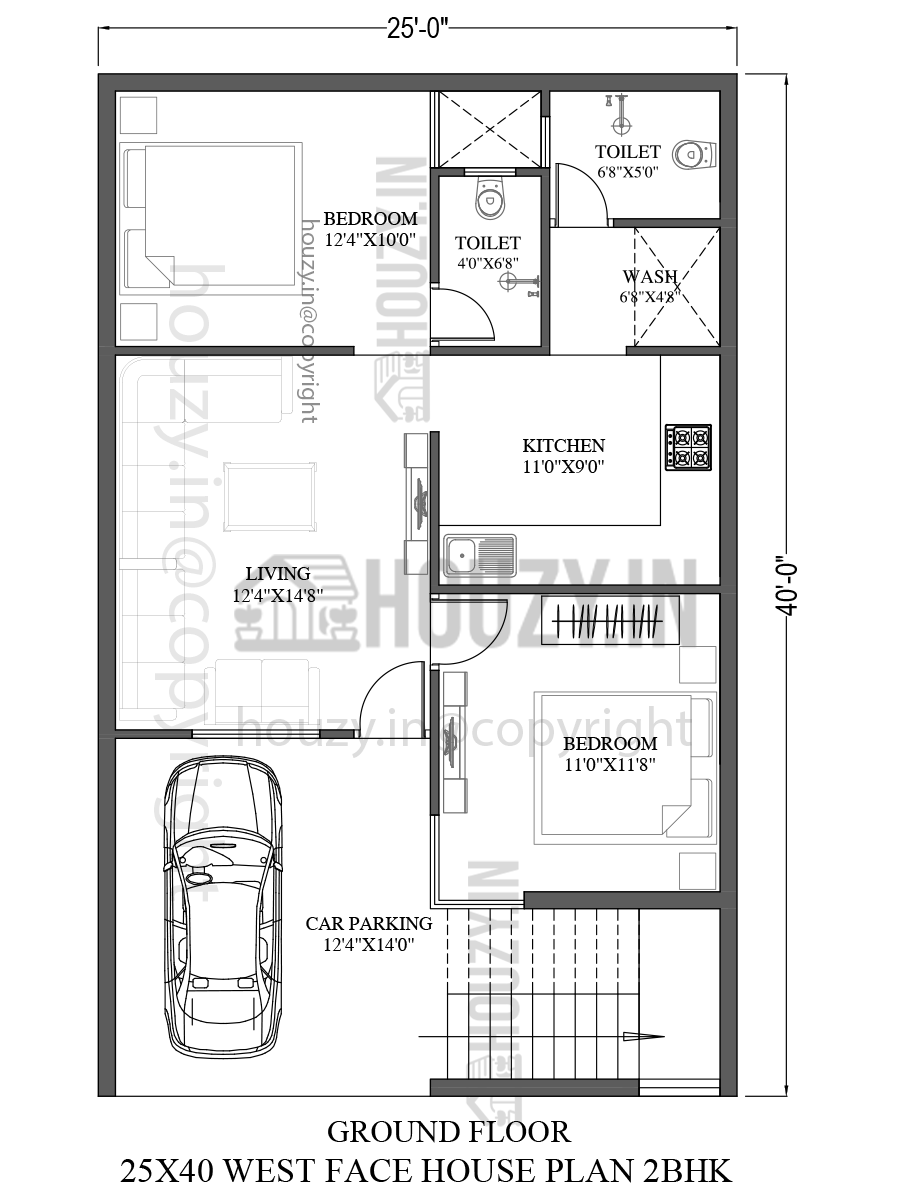 25 x 40 west facing house plans