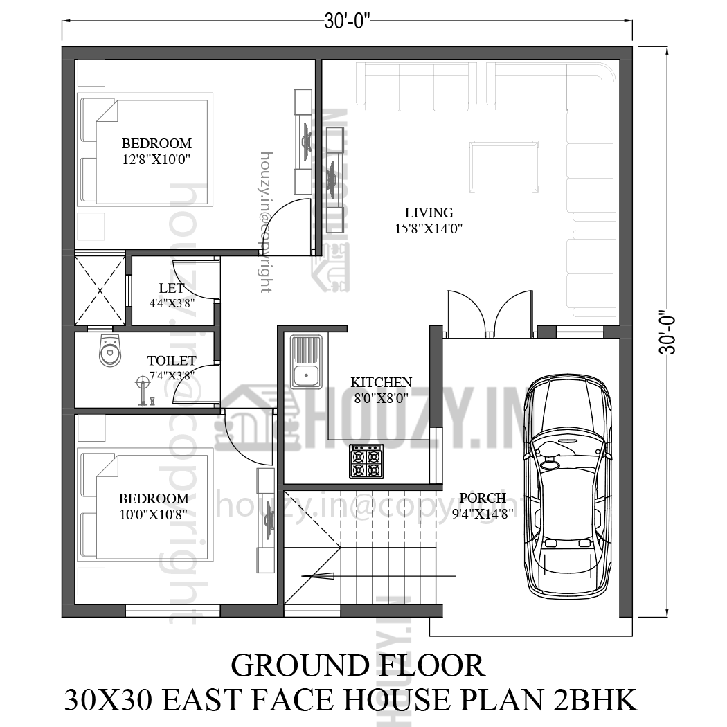 30x30 house plans east facing