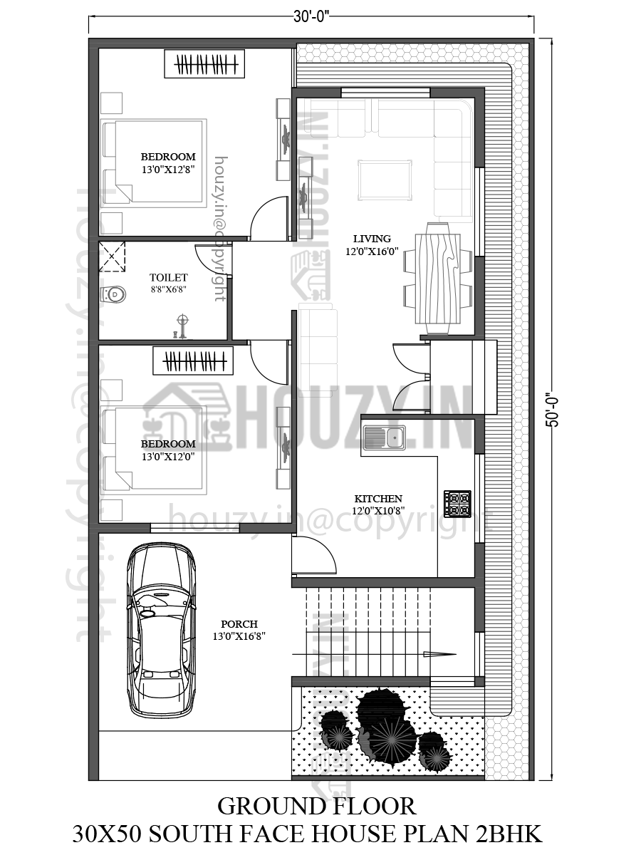 30x50 House Plans South Facing 2BHK South Facing House Plan 30x50-house-plans-south-facing-2bhk-south-facing-house-plan