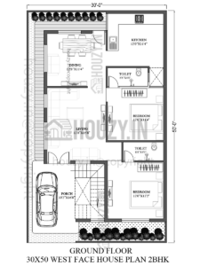 30x50 house plans west facing | 2BHK west facing house plan 30x50 vastu ...