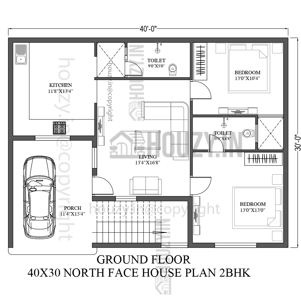 40 x 30 house plans north facing