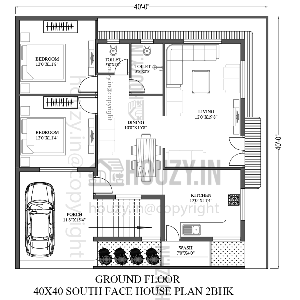 40x40 house plans south facing