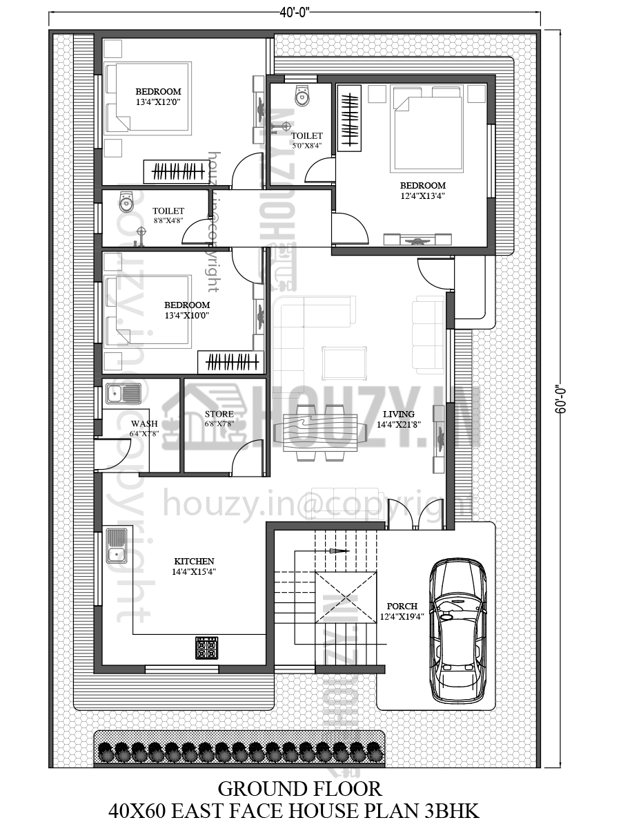 40x60 house plans east facing