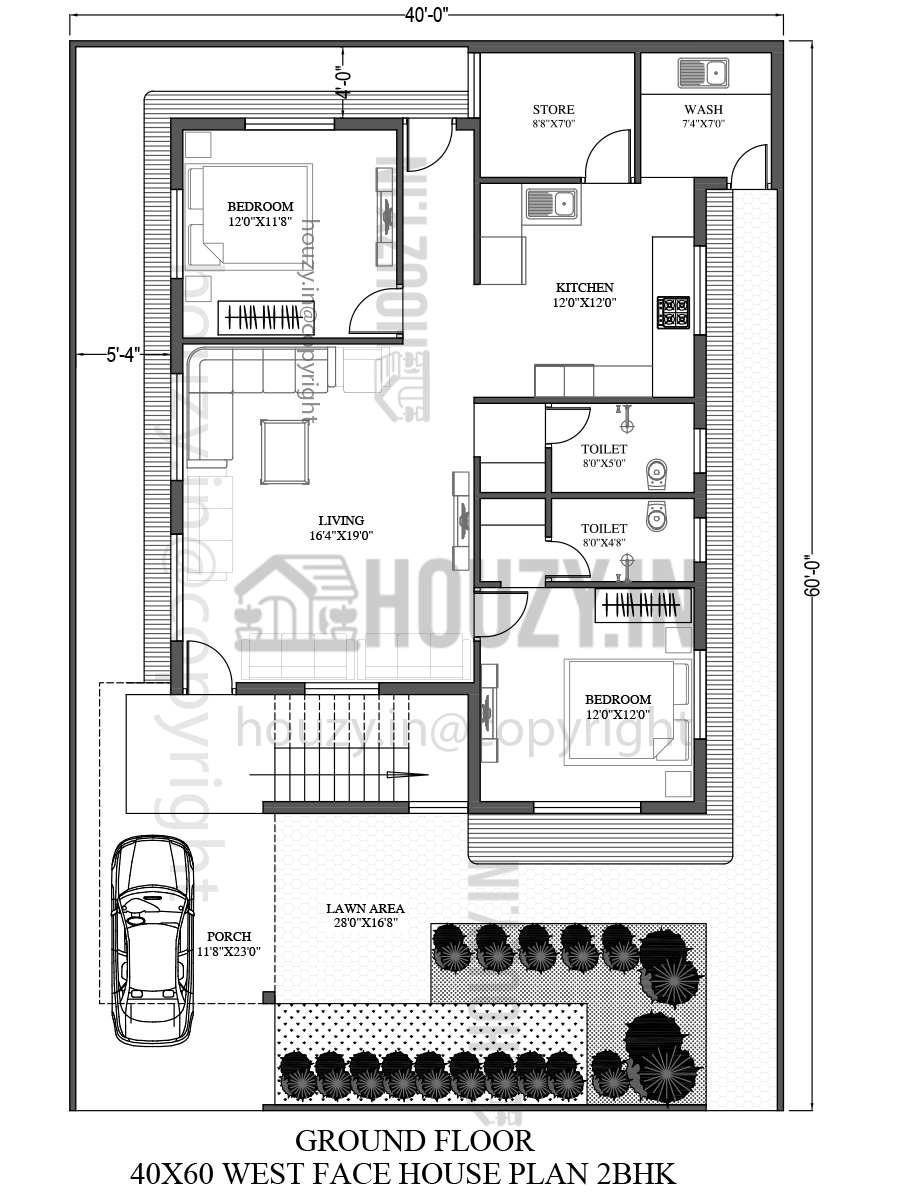 40x60 house plans west facing