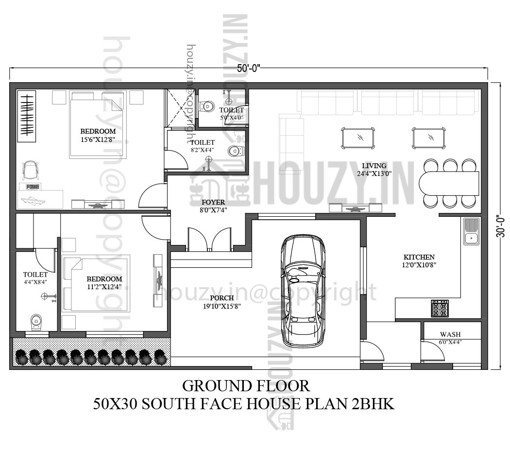 50 x 30 house plans south facing