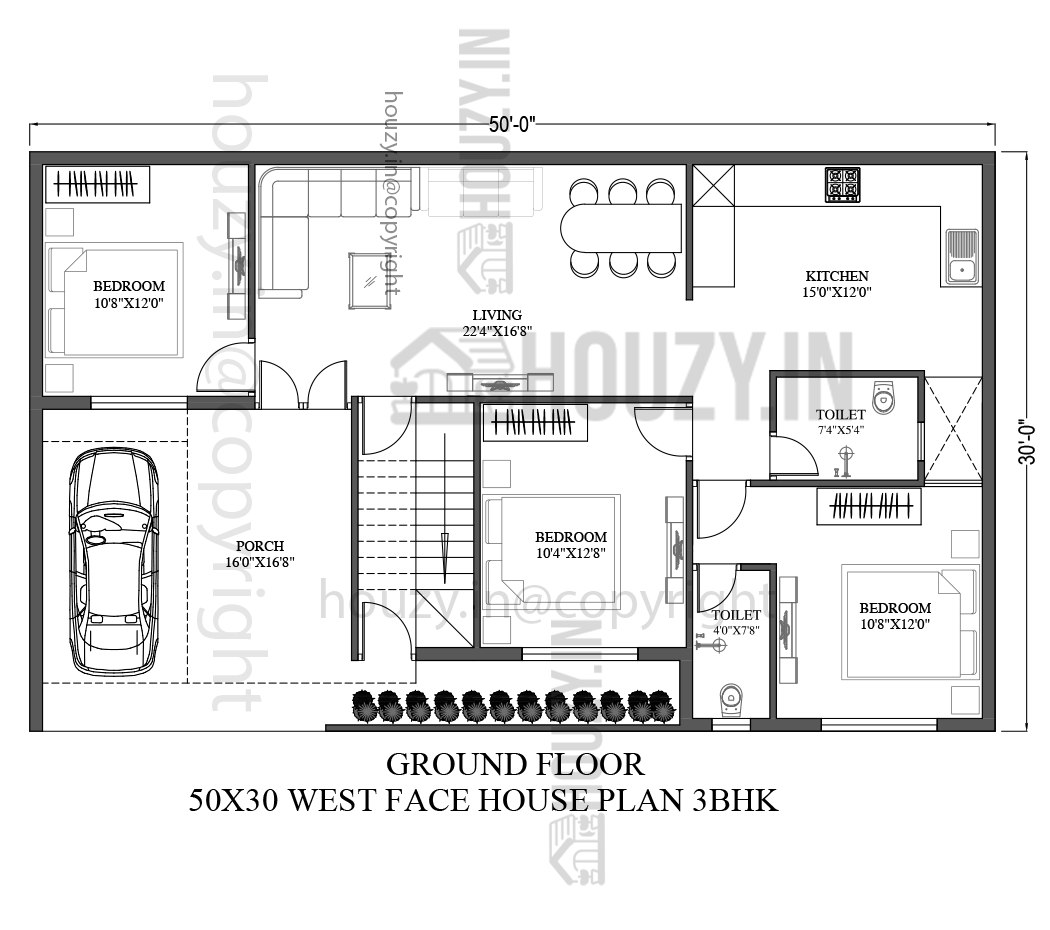 50 x 30 house plans west facing