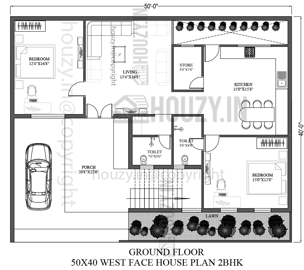 50x40 house plans west facing