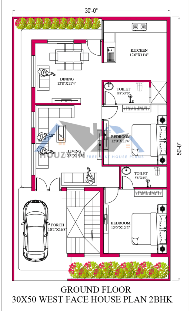 30x50 house plans west facing