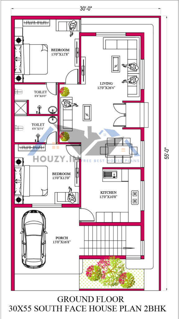 30 x 55 house plans south facing
