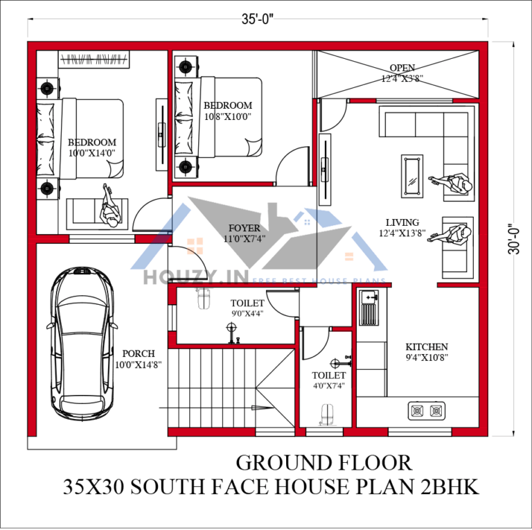 Best 35x30 house plans | 35x30 Floor Plans HOUZY.IN
