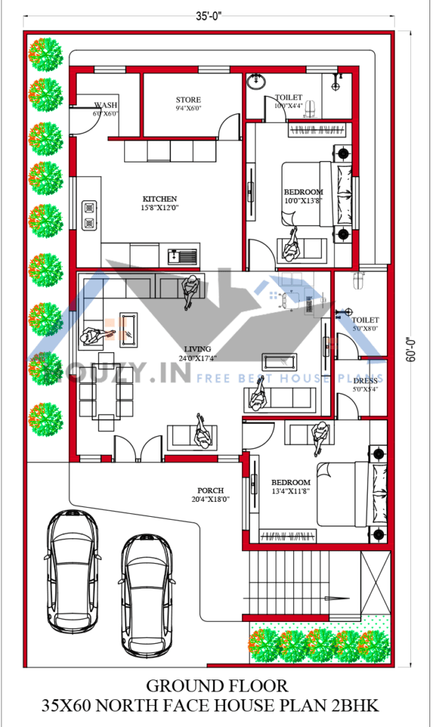 35x60 house plans north facing