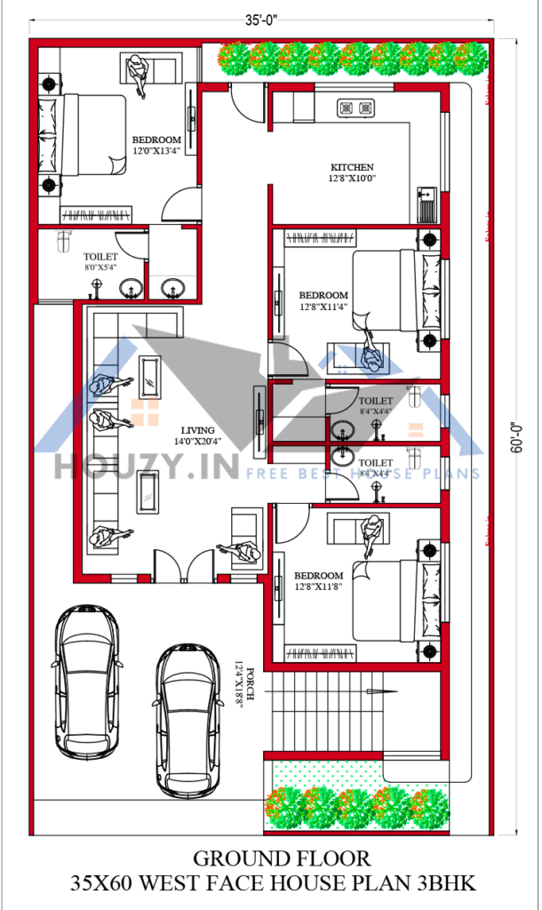 35x60 house plans west facing