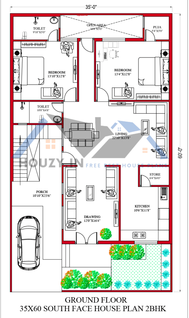 35x60 house plans south facing
