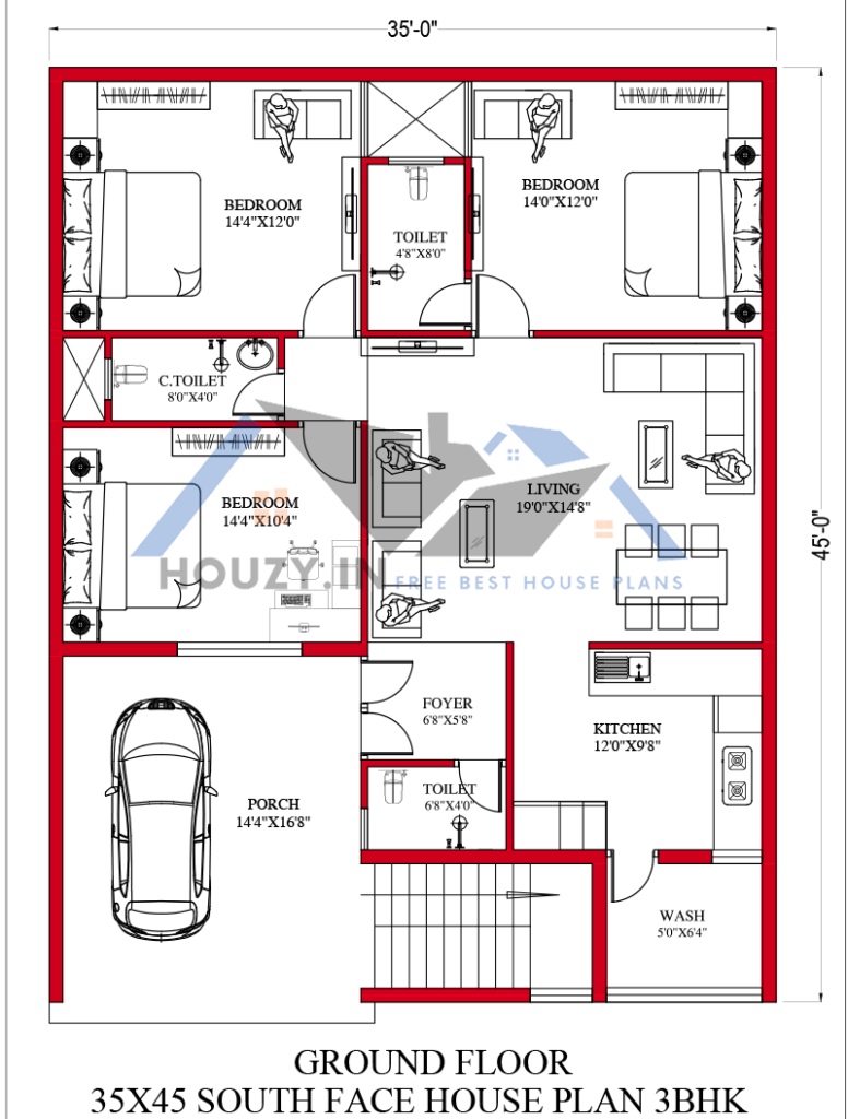 35x45 house plans south facing
