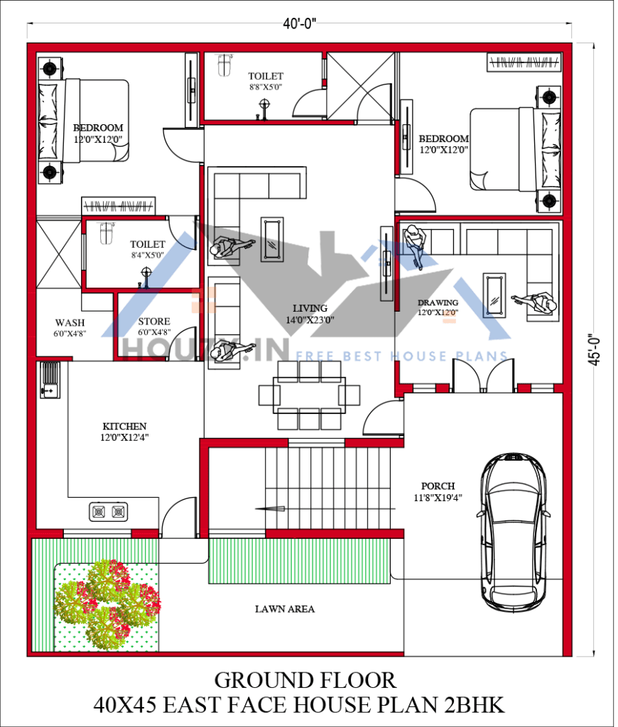 40 x 45 house plans east facing