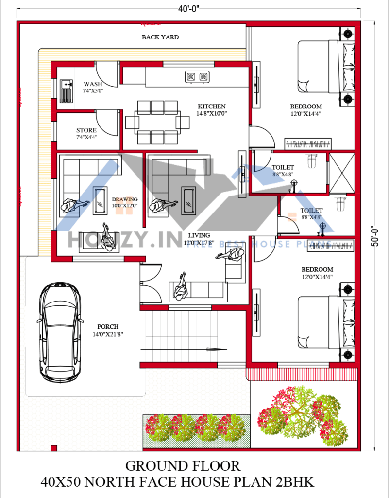 40x50 house plans north facing
