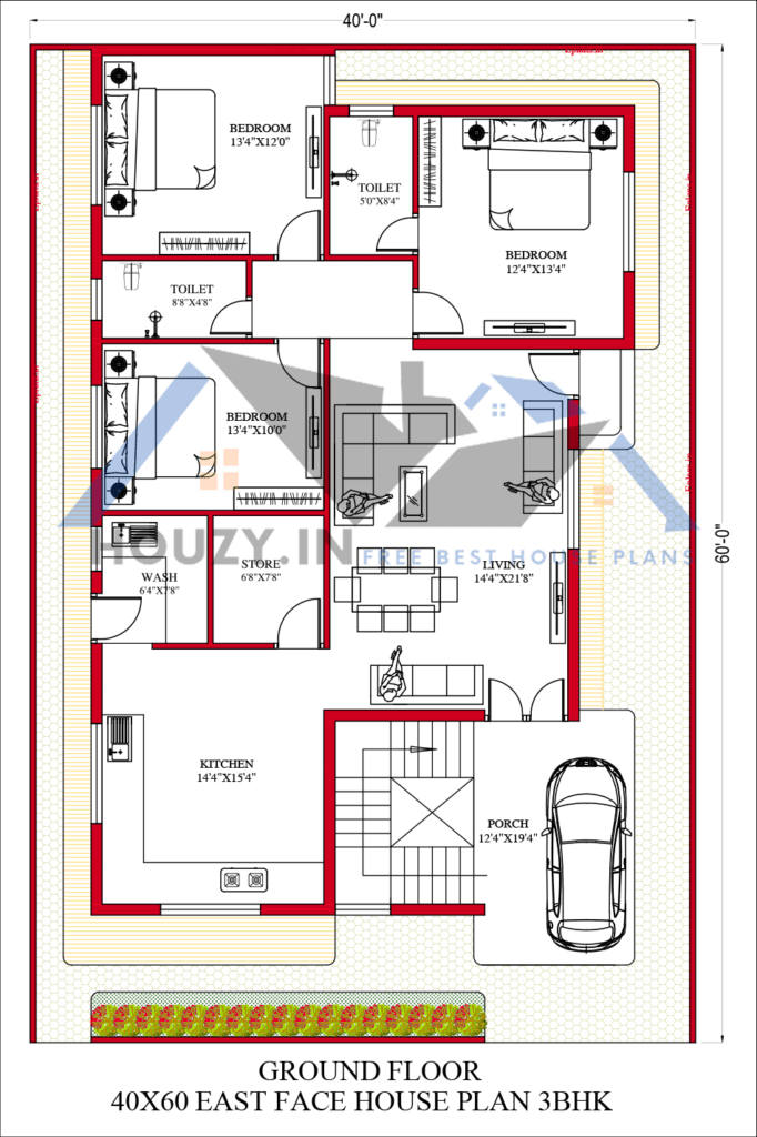 40x60 house plans east facing