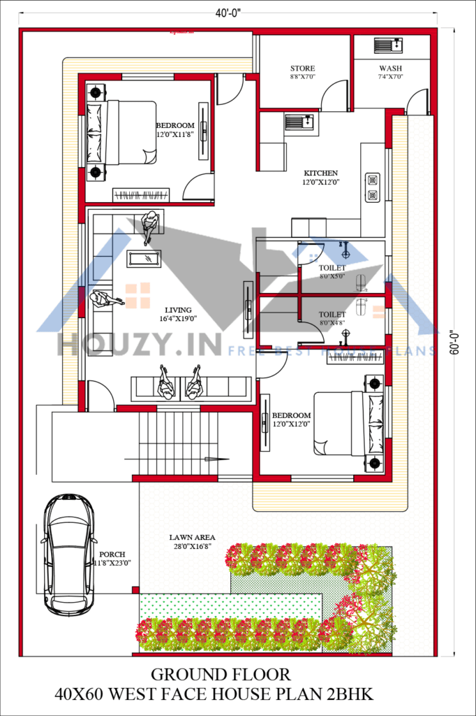 40x60 house plans west facing