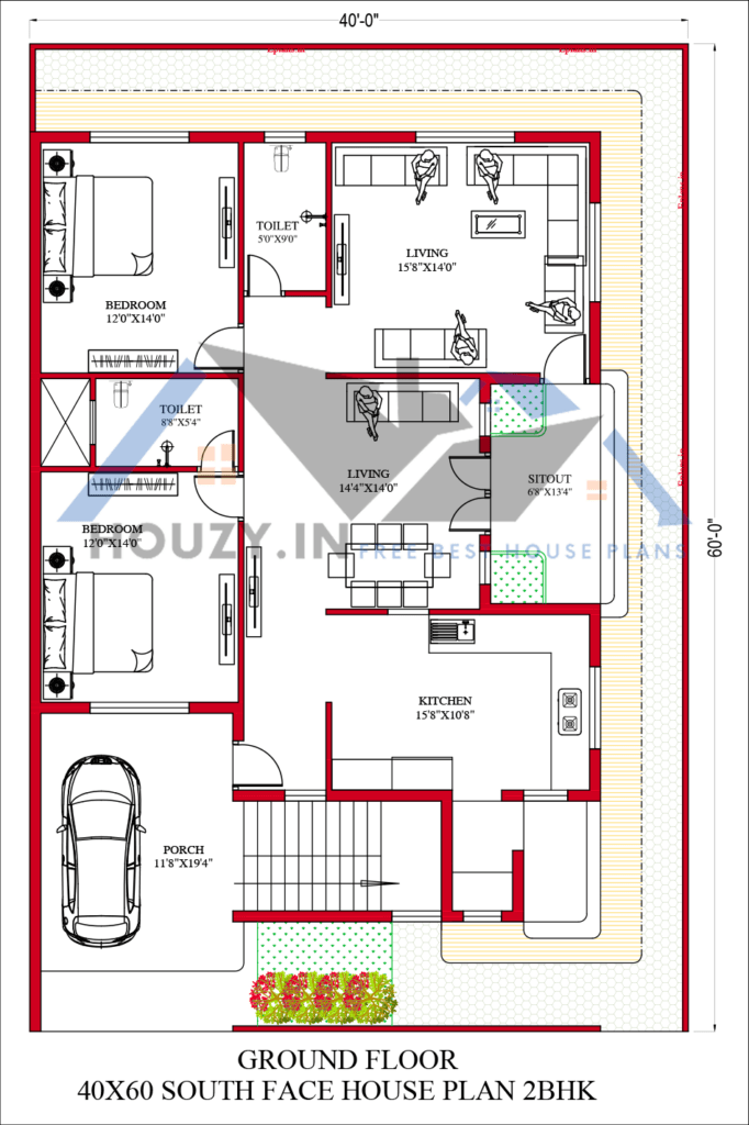 40x60 house plans south facing
