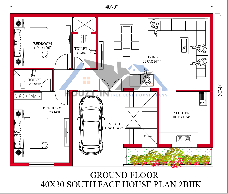 40x30 south facing house plans