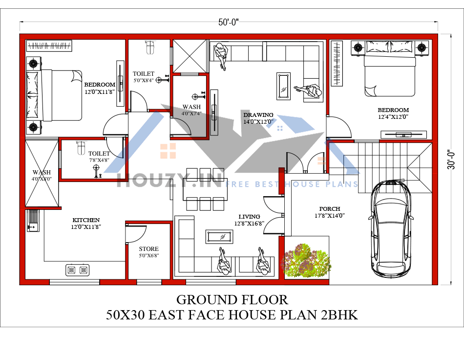 50x30 House Plans East Facing
