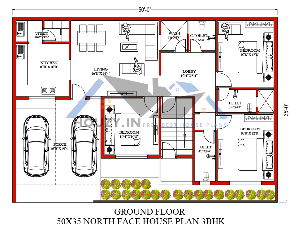 50 x 35 house plans north-facing