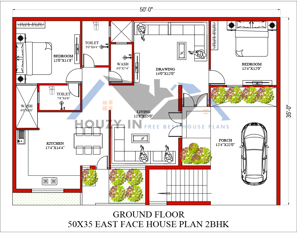 50 x 35 house plans east facing