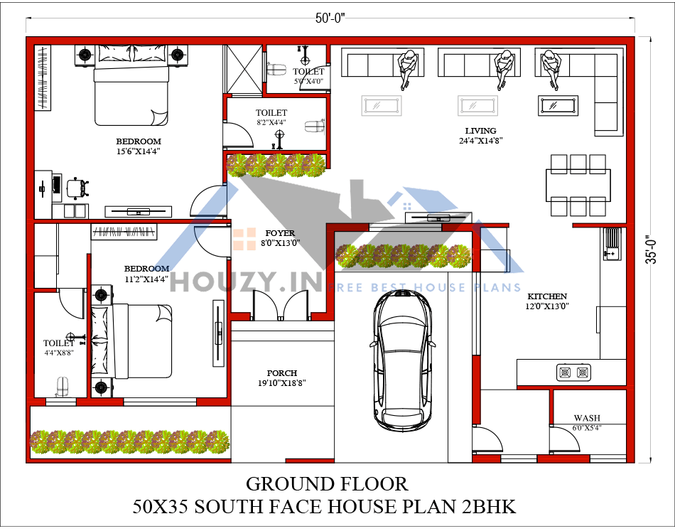 50 x 35 house plans south-facing